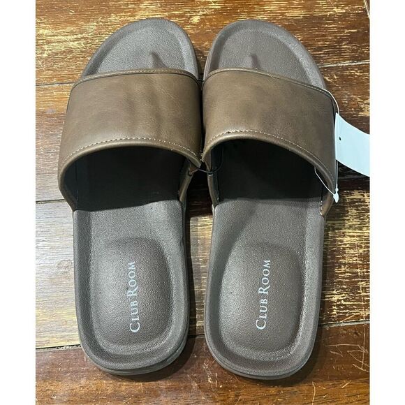 CLUBROOM Mens Padded Arch Support Goring Cruz Round Toe Slip On Slide Sandals - Picture 3 of 5